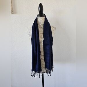 Paris Navy Blue Scarf with Fringe